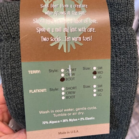COPY - Alpaca Socks with Image OLIVE Boot Socks - Picture 3 of 3